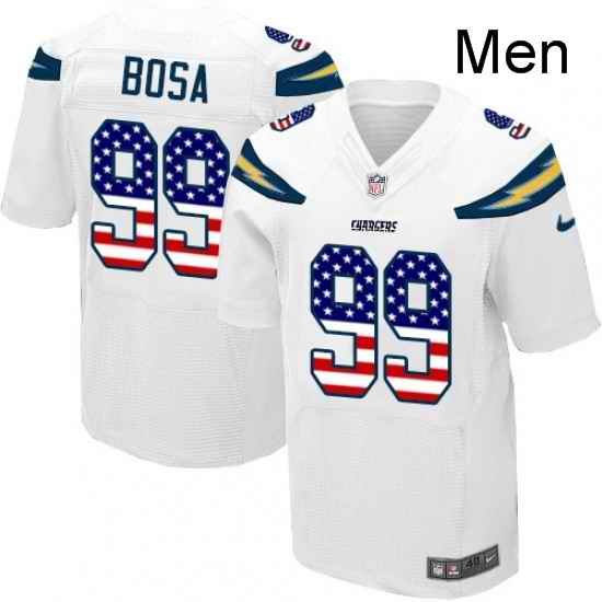 Men Nike Los Angeles Chargers 99 Joey Bosa Elite White Road USA Flag Fashion NFL Jersey